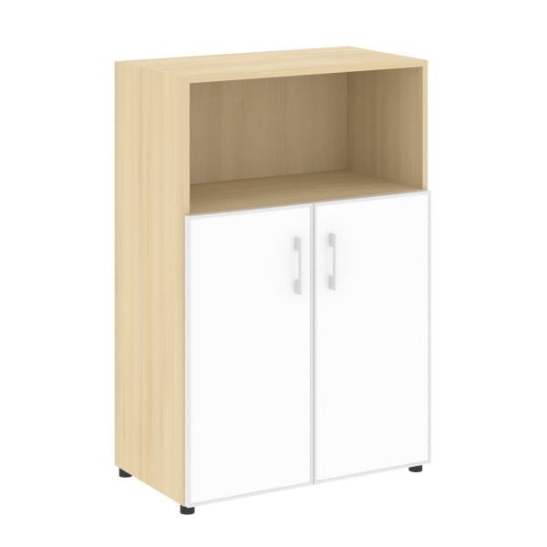 Стеллаж средний широкий (2 двери стекло) LT-ST 2.2R white/black