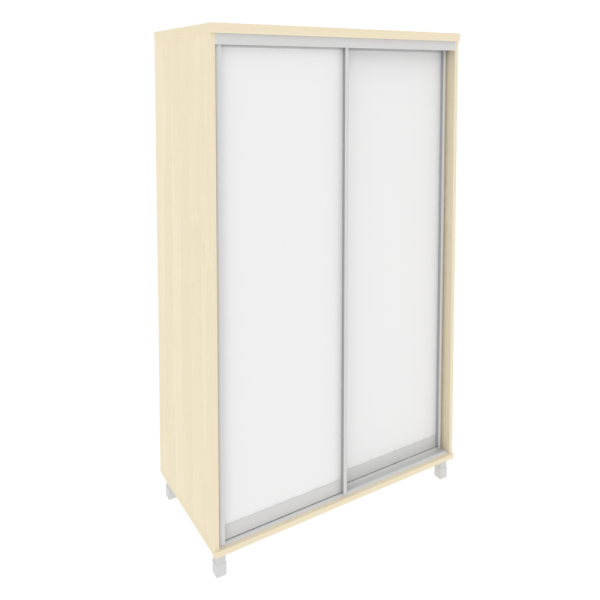 Шкаф-купе (две зеркальные двери, секция с полками, ниша с 2-мя ящиками, гардеробная секция с верхней KSK-5