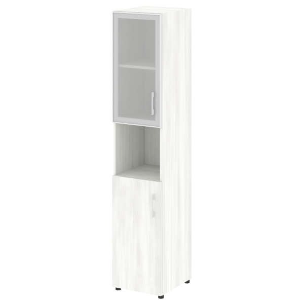 Стеллаж высокий узкий (дверь ДСП+стекло) LT-SU 1.4R	