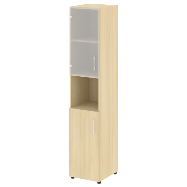 Стеллаж высокий узкий (дверь ДСП+стекло) LT-SU 1.4