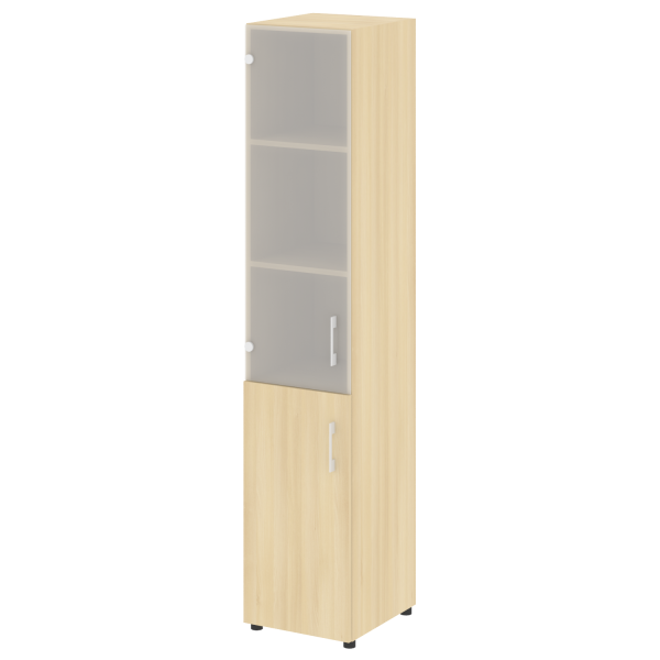 Стеллаж высокий узкий (дверь ДСП+стекло) LT-SU 1.2	