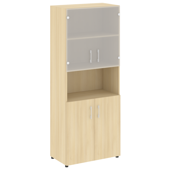 Стеллаж высокий широкий (2 двери ДСП+ 2двери стекло) LT-ST 1.4