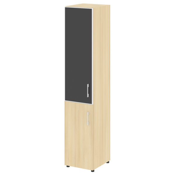 Стеллаж высокий узкий (дверь ДСП+стекло) LT-SU 1.2R white/black	