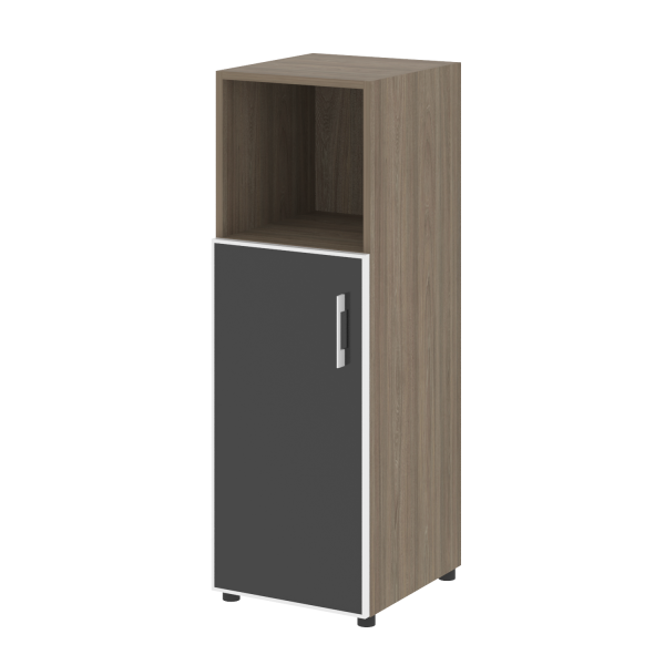 Стеллаж средний узкий (дверь стекло) LT-SU 2.2R white/black