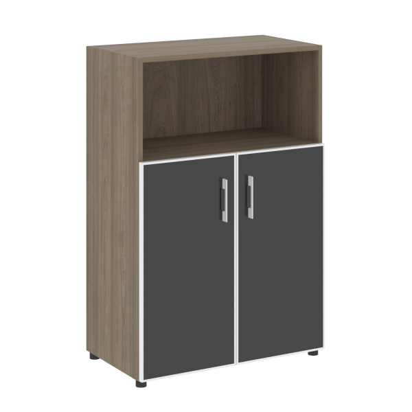 Стеллаж средний широкий (2 двери стекло) LT-ST 2.2R white/black