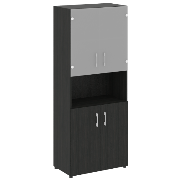 Стеллаж высокий широкий (2 двери ДСП+ 2двери стекло) LT-ST 1.4