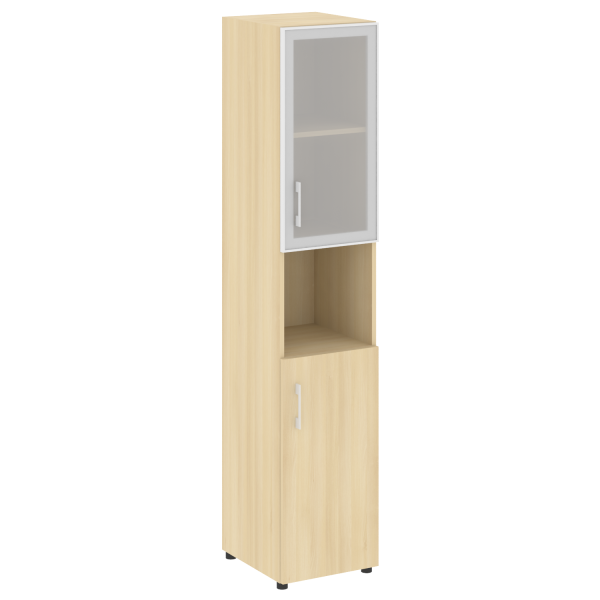 Стеллаж высокий узкий (дверь ДСП+стекло) LT-SU 1.4R	