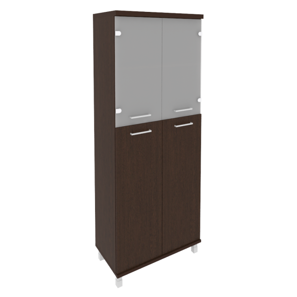 Шкаф высокий широкий (2 средние двери ЛДСП, 2 низкие двери стекло) KST-1.7