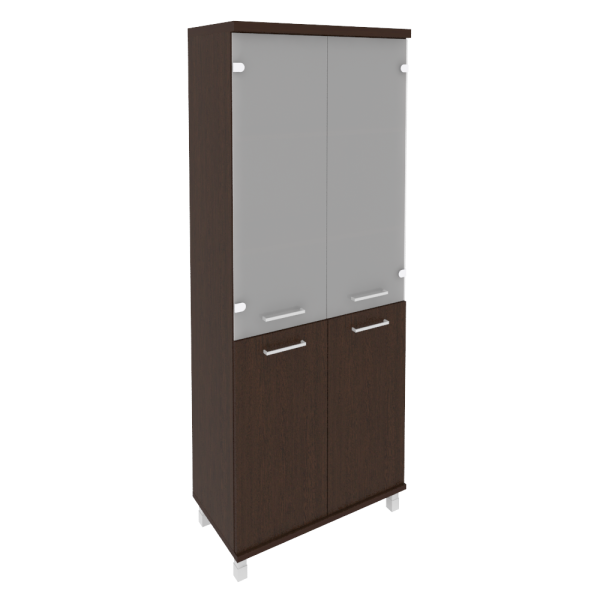 Шкаф высокий широкий (2 низкие двери ЛДСП, 2 средние двери стекло) KST-1.2