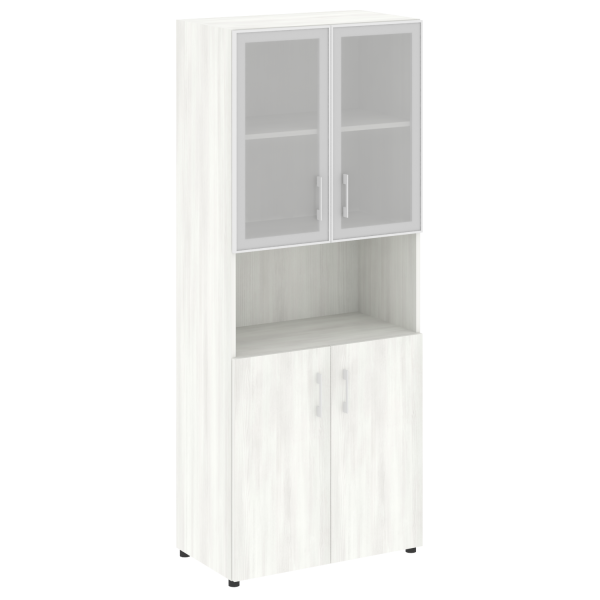 Стеллаж высокий широкий (2 двери ДСП+ 2двери стекло) LT-ST 1.4R	