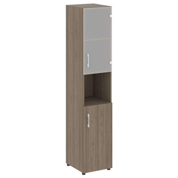 Стеллаж высокий узкий (дверь ДСП+стекло) LT-SU 1.4