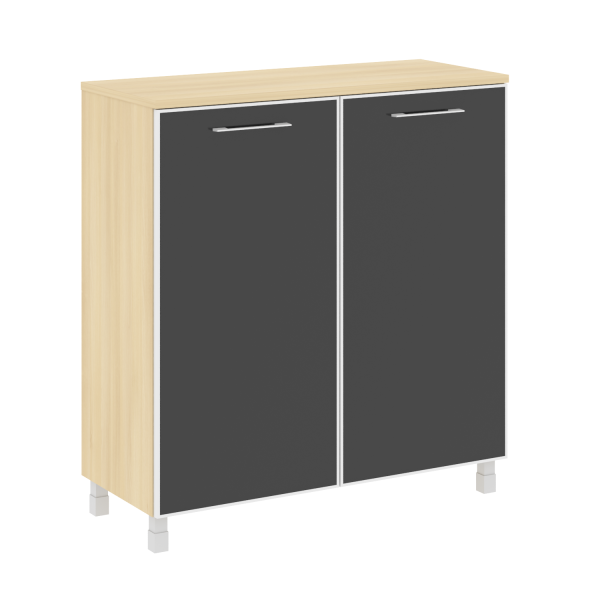 Стеллаж квадратный (2 двери стекло) LT-SD1.4R black 	