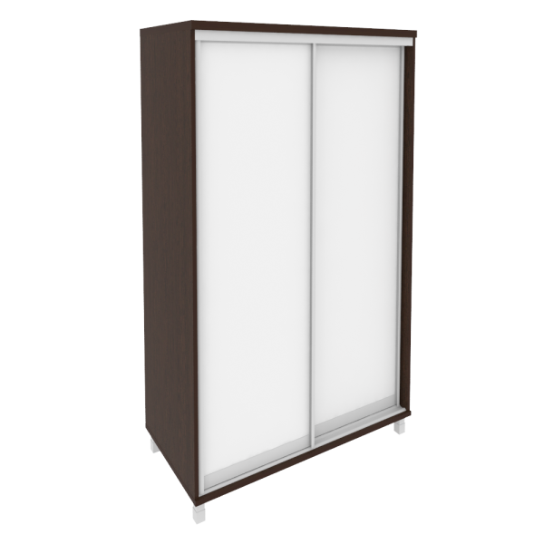 Шкаф-купе (две зеркальные двери, секция с полками, ниша с 2-мя ящиками, гардеробная секция с верхней KSK-5