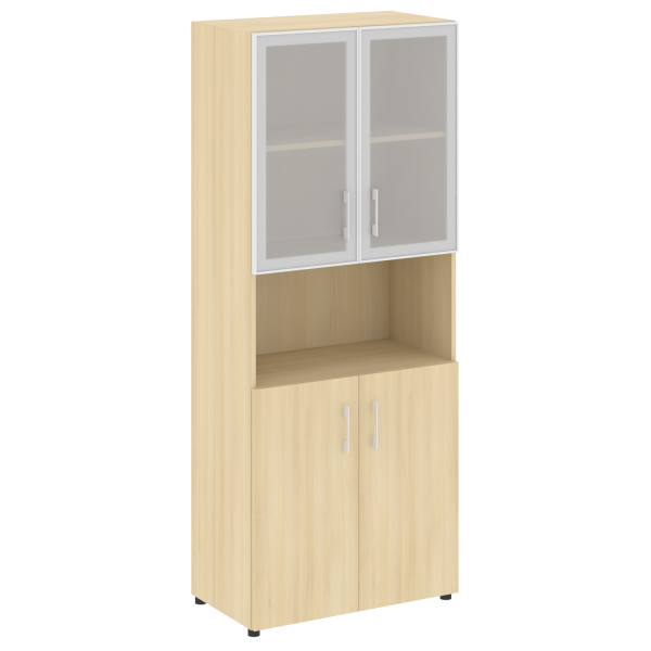 Стеллаж высокий широкий (2 двери ДСП+ 2двери стекло) LT-ST 1.4R	