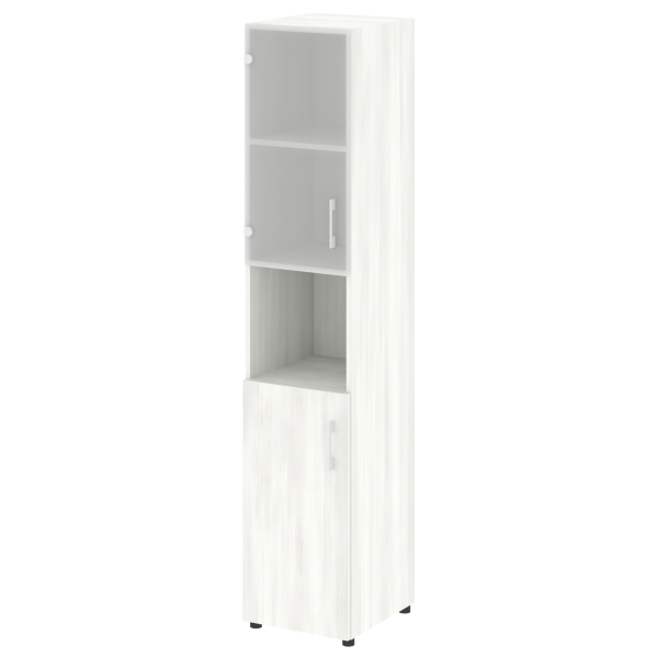 Стеллаж высокий узкий (дверь ДСП+стекло) LT-SU 1.4