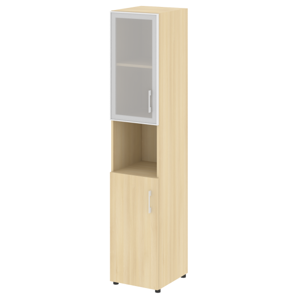 Стеллаж высокий узкий (дверь ДСП+стекло) LT-SU 1.4R	