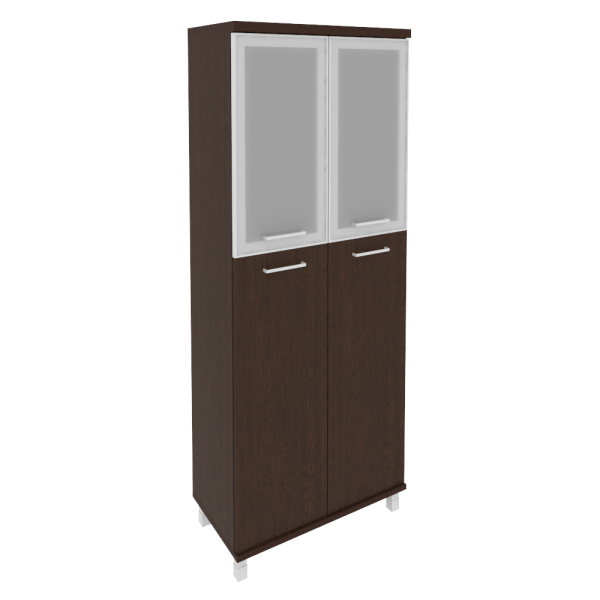 Шкаф высокий широкий (2 средние двери ЛДСП, 2 низкие двери стекло в раме) KST-1.7R