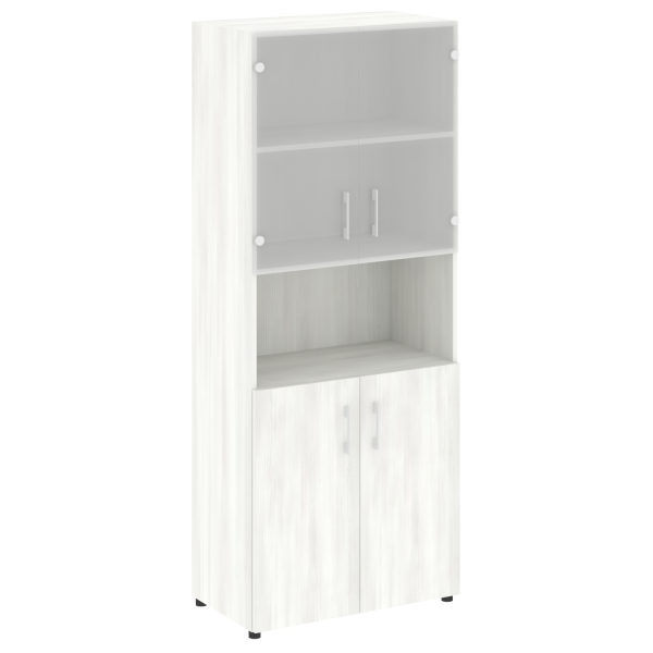 Стеллаж высокий широкий (2 двери ДСП+ 2двери стекло) LT-ST 1.4