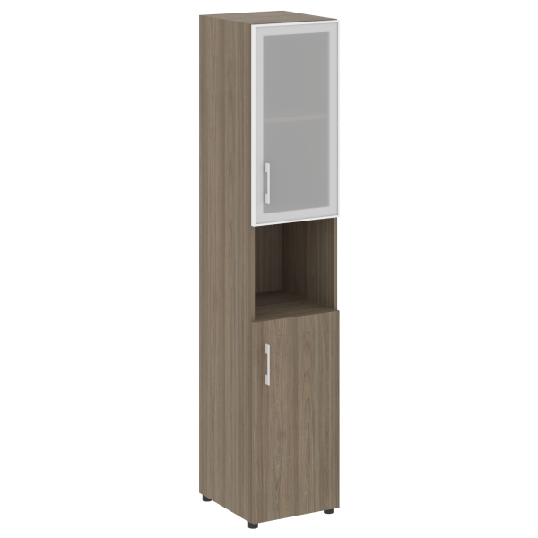 Стеллаж высокий узкий (дверь ДСП+стекло) LT-SU 1.4R	