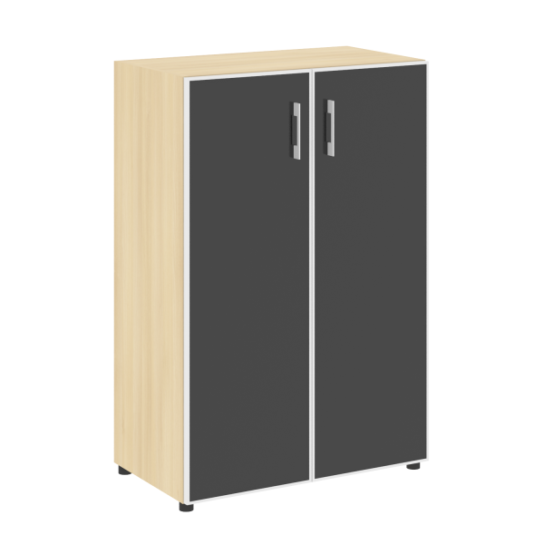 Стеллаж средний широкий (2 двери стекло) LT-ST 2.4R white/black