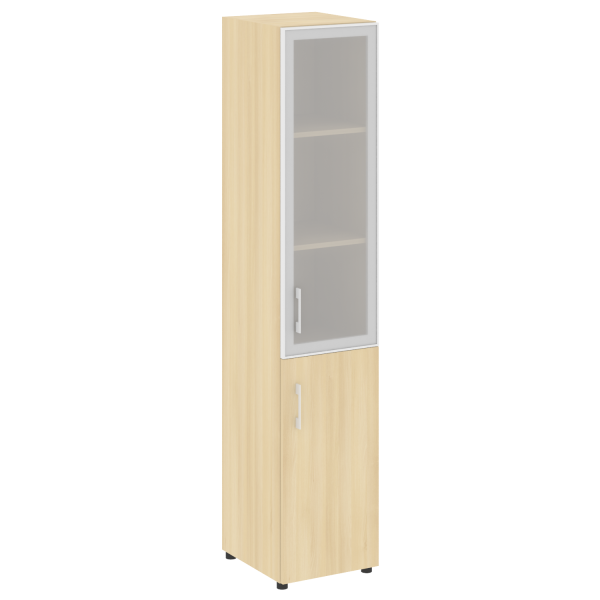 Стеллаж высокий узкий (дверь ДСП+стекло) LT-SU 1.2R	