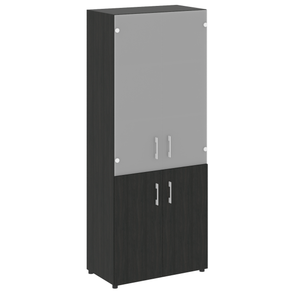 Стеллаж высокий широкий (2 двери ДСП+ 2двери стекло) LT-ST 1.2