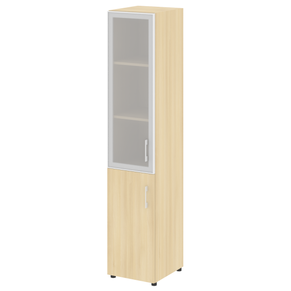 Стеллаж высокий узкий (дверь ДСП+стекло) LT-SU 1.2R	