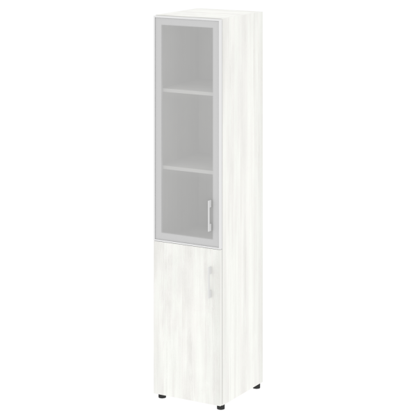 Стеллаж высокий узкий (дверь ДСП+стекло) LT-SU 1.2R	