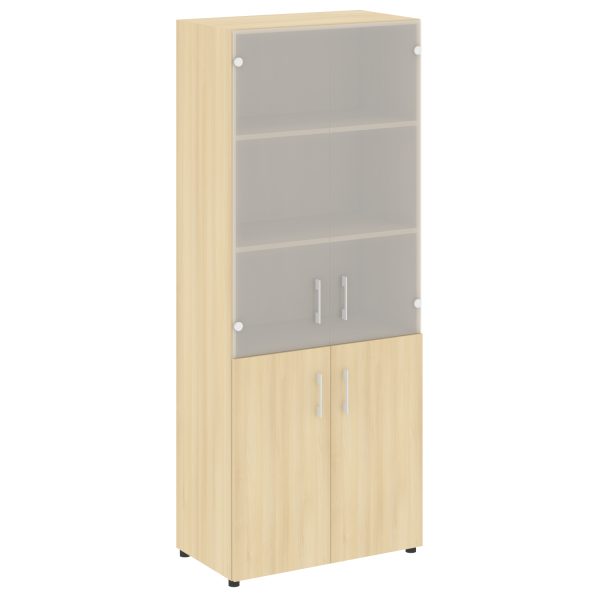 Стеллаж высокий широкий (2 двери ДСП+ 2двери стекло) LT-ST 1.2