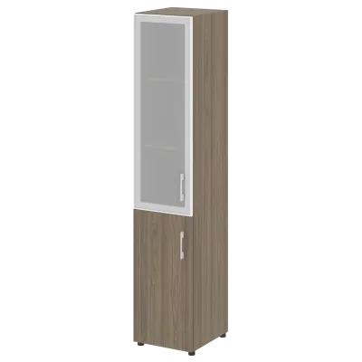 Стеллаж высокий узкий (дверь ДСП+стекло) LT-SU 1.2R	