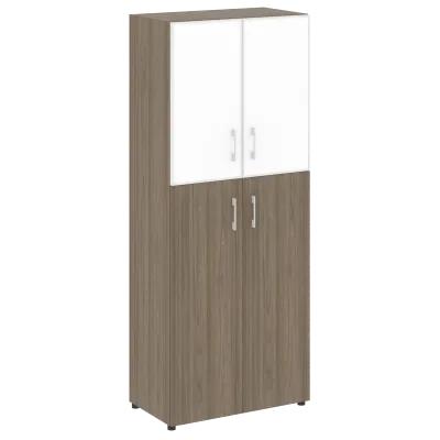 Стеллаж высокий широкий (2 двери ДСП+ 2двери стекло) LT-ST 1.7R white/black	