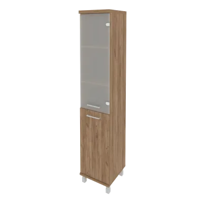 Шкаф высокий узкий правый (1 низкая дверь ЛДСП, 1 средняя дверь стекло) KSU-1.2(R)