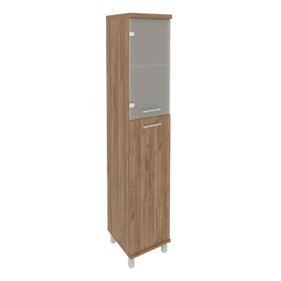 Шкаф высокий узкий левый (1 средняя дверь ЛДСП, 1 низкая дверь стекло) KSU-1.7(L)