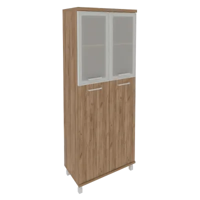 Шкаф высокий широкий (2 средние двери ЛДСП, 2 низкие двери стекло в раме) KST-1.7R