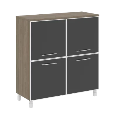 Стеллаж квадратный (4 двери стекло) LT-SD1.2R black 	