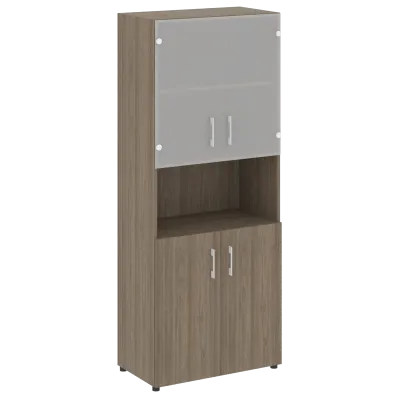 Стеллаж высокий широкий (2 двери ДСП+ 2двери стекло) LT-ST 1.4