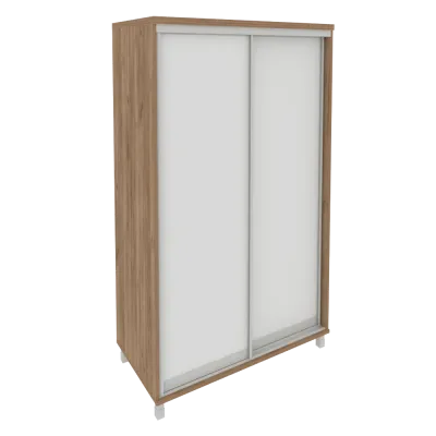 Шкаф-купе (две зеркальные двери, секция с полками, ниша с 2-мя ящиками, гардеробная секция с верхней KSK-5