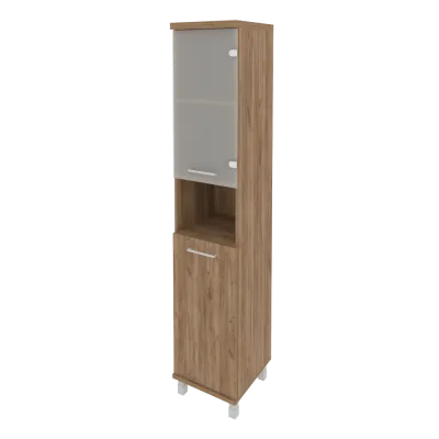 Шкаф высокий узкий правый (1 низкая дверь ЛДСП, 1 низкая дверь стекло) KSU-1.4(R)