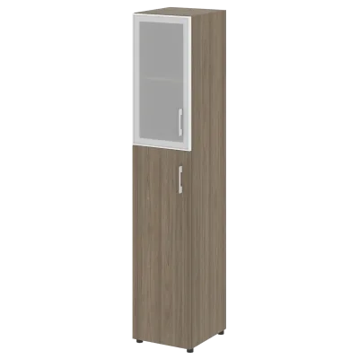 Стеллаж высокий узкий (дверь ДСП+стекло) LT-SU 1.7R	