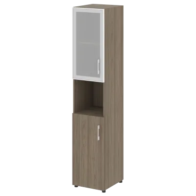 Стеллаж высокий узкий (дверь ДСП+стекло) LT-SU 1.4R	