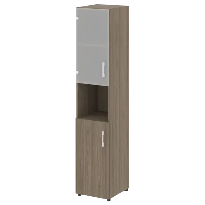 Стеллаж высокий узкий (дверь ДСП+стекло) LT-SU 1.4