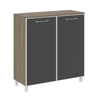 Стеллаж квадратный (2 двери стекло) LT-SD1.4R black 	