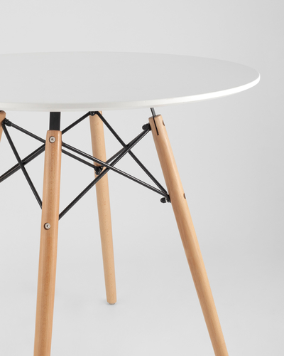 Стол круглый EAMES DSW D=80, белый на дер. ножках УТ000000425