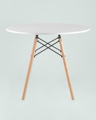 Стол круглый EAMES DSW D=90, белый на дер. ножках УТ000001518