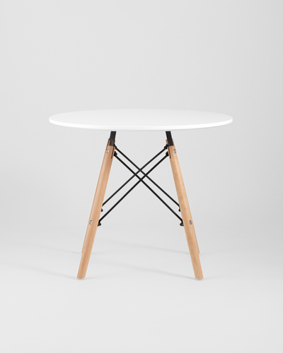 Стол круглый EAMES DSW SMALL D=60, белый на дер. ножках УТ000002115