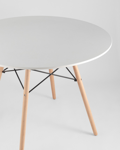 Стол круглый EAMES DSW D=100, белый на дер. ножках УТ000000589