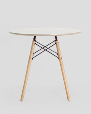 Стол круглый EAMES DSW D=80, бежевый на дер. ножках УТ000004231