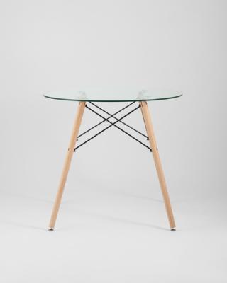Стол круглый EAMES DSW D=80, стеклянный на дер. ножках УТ000002046