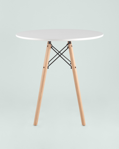 Стол круглый EAMES DSW D=70, белый на дер. ножках УТ000001517