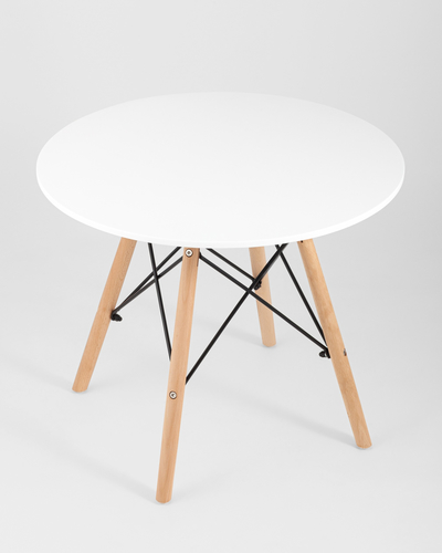 Стол круглый EAMES DSW SMALL D=60, белый на дер. ножках УТ000002115